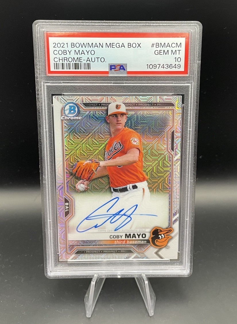 2021 Bowman Chrome Coby Mayo Mojo Refractor Autograph PSA 10 BMA-CM