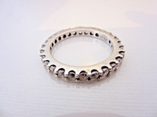 STERLING SILVER 925 NF BAND RING SIZE 8.75 ANNIVERSARY RING 3 mm ROUND CLEAR CZ