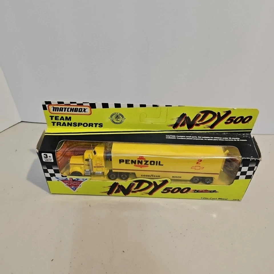 Matchbox 1990 CART INDY 500 Pennzoil Team Transport Hauler, Yellow - Image 2 of 3