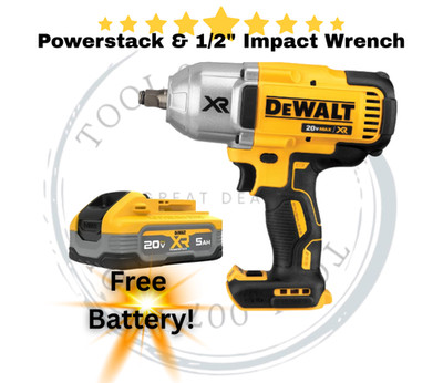 DEWALT DCF961B 20V MAX XR BL 1/2 in. Impact Wrench & FREE POWERSTACK 5.0 BATTERY