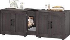 Double Door Cat Litter Cabinet, Walnut Color, Hidden Litter Box Furniture