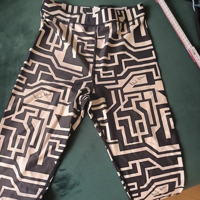 Richard Allan x H&M, Leggings, 34 36 xs S, Schwarz Beige, grafisches Muster 