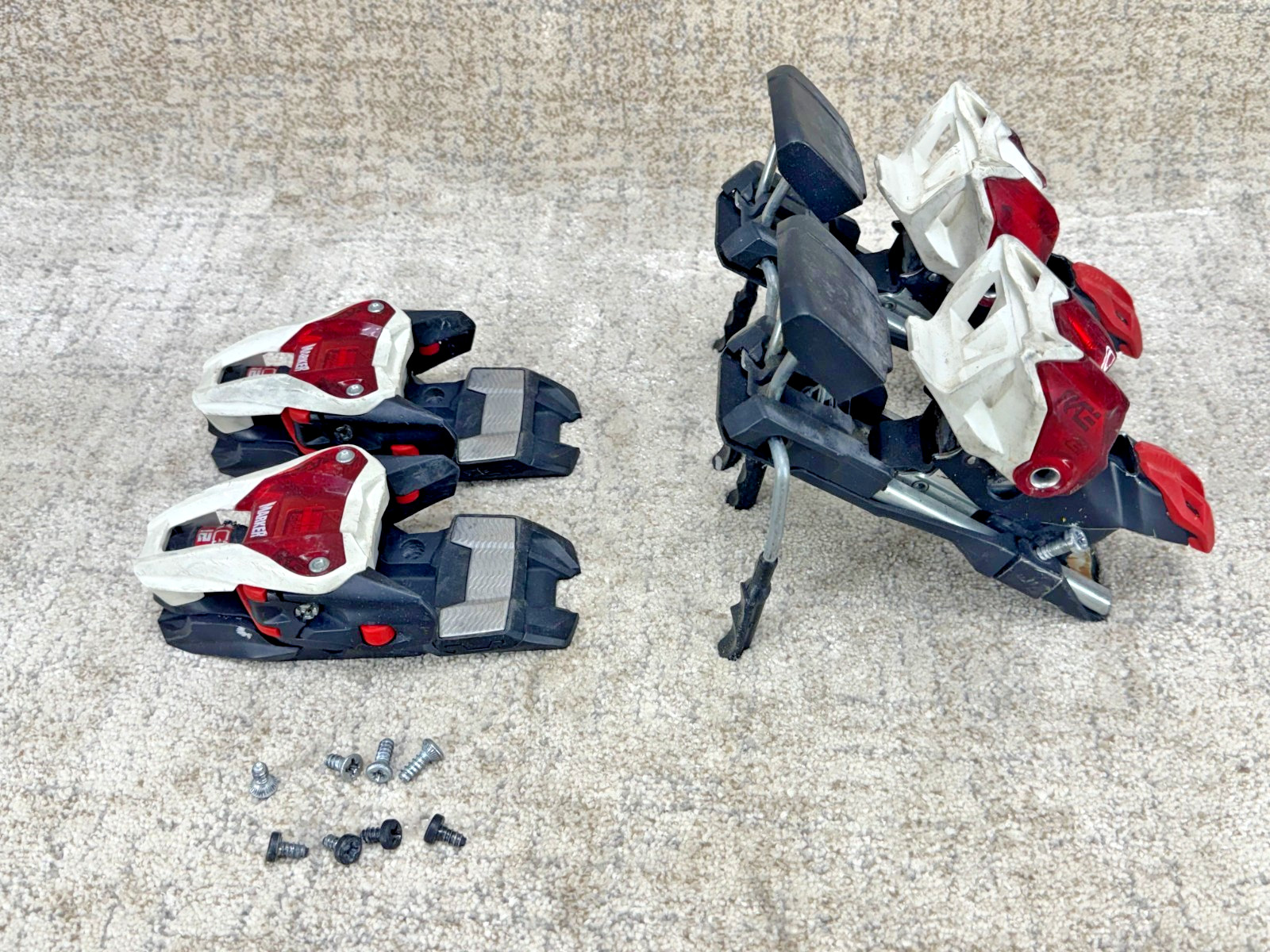 Marker Race Xcell 12 Ski Bindings Red White With 70 mm Brakes Mounting Hardware