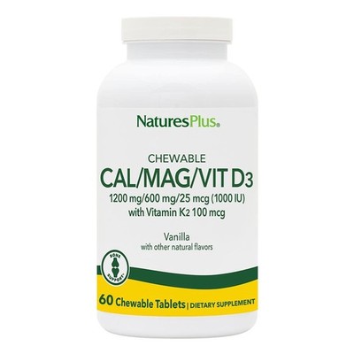 Calcium/Magnesium/Vitamin D3 with Vitamin K2 - 60 Chewable Tablets - Supports...