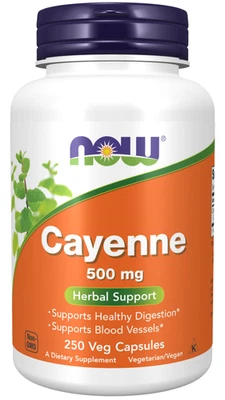 Now Foods, Cayenne, 500mg, 250 Veg. Kapseln - Bild 1 von 3