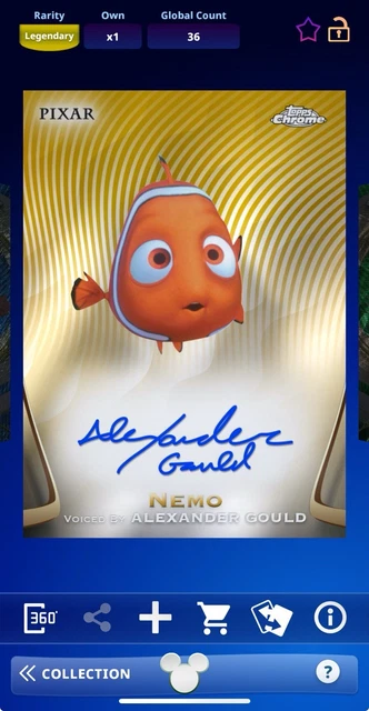 DIGITAL TOPPS DISNEY Alexander Gould/Nemo LEGENDARY GOLD SIGNATURE /50 Lesen