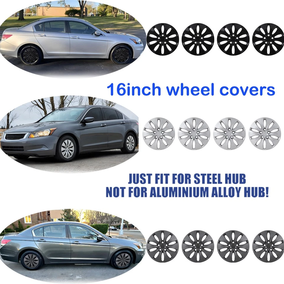 4 Pack 16" Bolt-On Wheel Cover Full Rim Hubcaps for 2008-2012 HONDA ACCORD SEDAN - Image 2 of 4