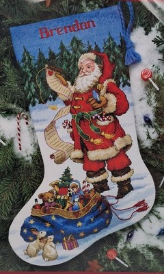 Dimensions Counted Cross Stitch Stocking Kit  Checking His List  14 Ct 16in Long