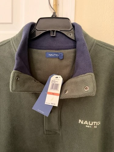 Nautica Men's Fleece Pullover Sweatshirt Mock Neck Snap Pockets 2XL/3XL image 4