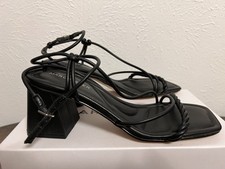 NWB Marc Fisher Women Meggiane Block Heel Sandal Size 8M Black Buckle Closure