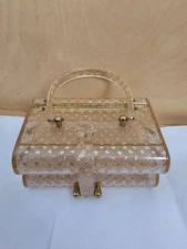 RARE Signed Wilardy Star Dust Jewel Box Lucite Double-Decker Handbag Purse