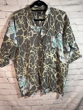 Citron Santa Monica Womens Rayon Nylon Asian Print Blouse Top M