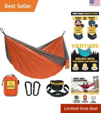 Ultralight Camping Hammock: Single/Double - Comfy & Compact - Orange/Grey