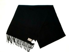 Black Scarf Mens 66"x 12" Softer Than Cashmere? Preppy Fringed David & Young NEW