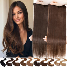 100% Remy Echthaar Clip In Remy Extensions Haarverlängerung 8 Tressen Braun DPD