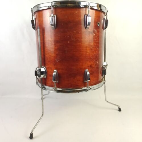 Ludwig 16x16"Mahogany Stain Floor Tom Drum Blue/Olive Vintage 70s 6Ply Maple USA - Picture 3 of 15