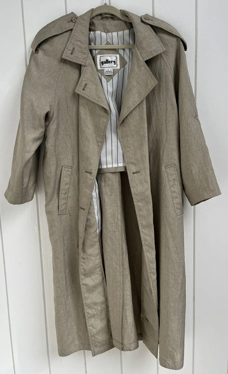 Vintage Y2K 90s Gallery Trench Coat 8 Tan Women's Made In Vintage Y2K 90s Gallery Trench Coat 8 Tan Women's Made In