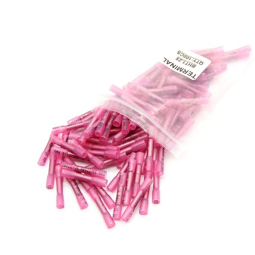 22-16AWG Heat Shrink Wire Butt Connector Waterproof Splice Terminals Red 100Pcs - Picture 9 of 12