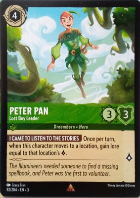 82/204 PETER PAN LOST BOY LEADER INTO THE INKLANDS RARE DISNEY LORCANA CARD