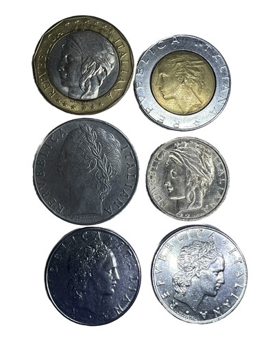 ITALY LIRES 6 COINS $1.000-$500-$100-$50 From 1957 To 1998 FREE SHIPPING MS - Picture 2 of 4