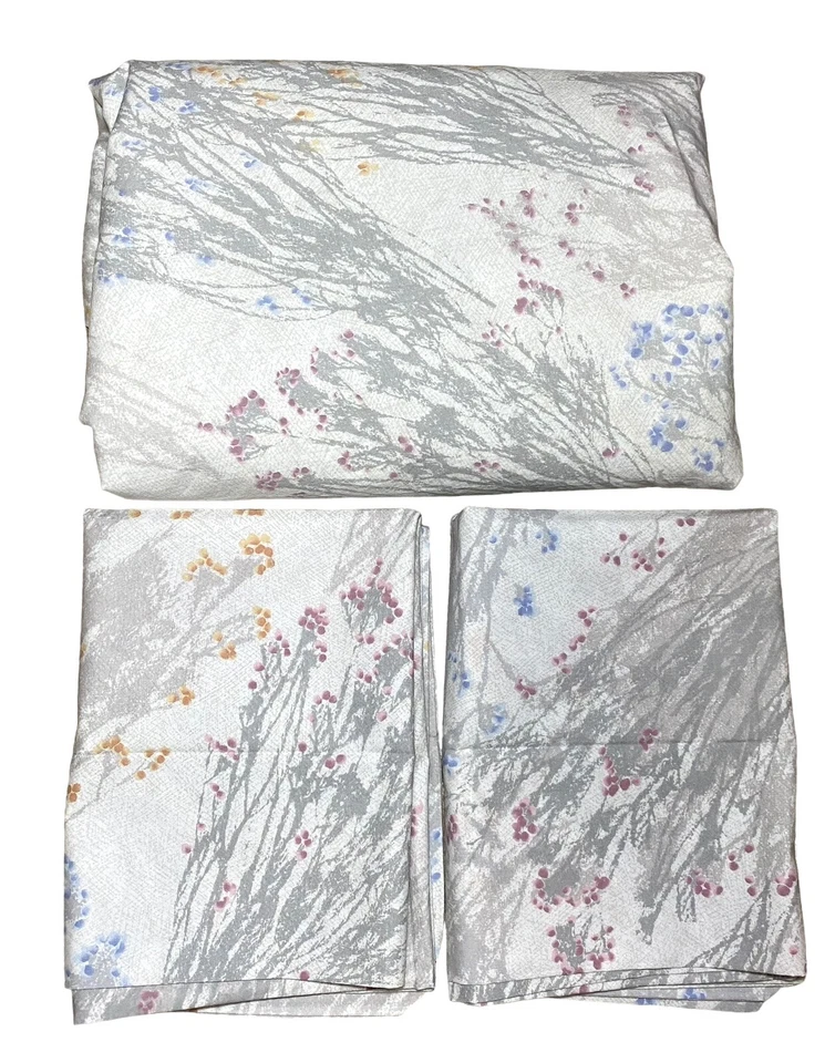 Juego de sábanas Marimekko Dan River King Flat 1986 flor silvestre prado hierba ropa de cama de colección Foto 2 de 4