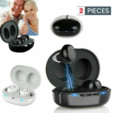 A Pair Rechargeable Hearing Set Mini In Ear Sound Amplifier Headphones Type US