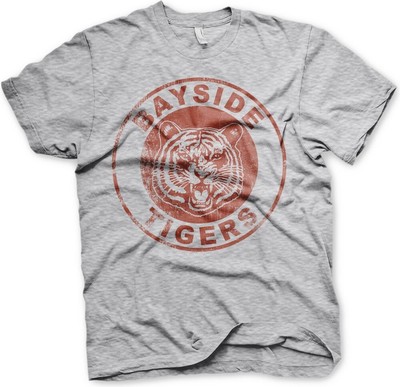 Saved By The Bell Bayside Tigers Washed Logo T-Shirt Heather-Grey