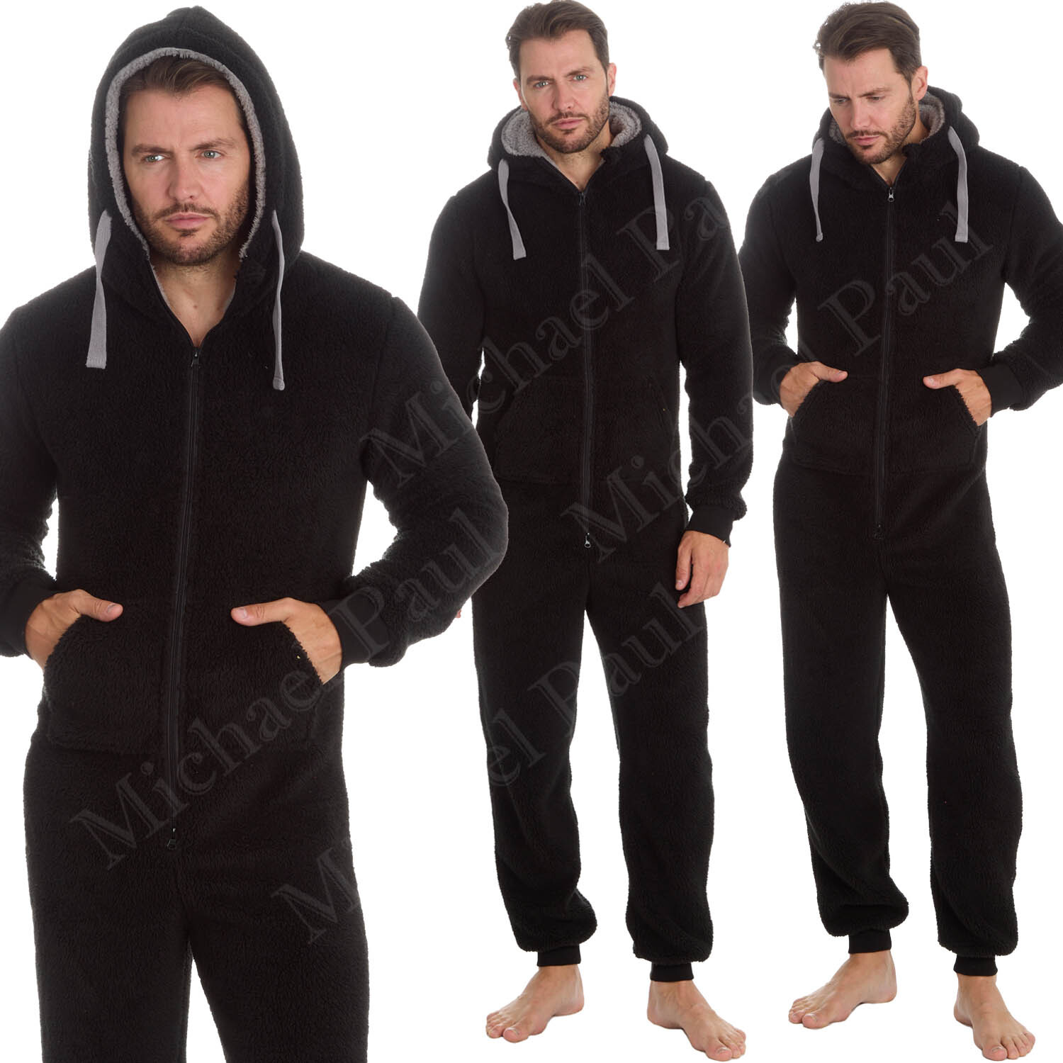 NOROZE Herren Overall Schlafanzug - Kuscheliger Fleece Einteiler