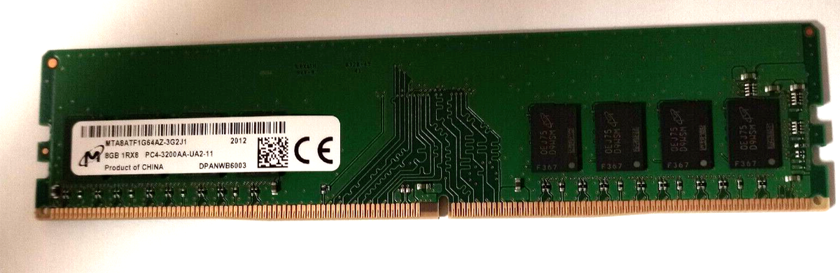 MTA8ATF1G64AZ-3G2J1 Micron 8GB DDR4 Non ECC PC4-25600 3200MHz 1Rx8