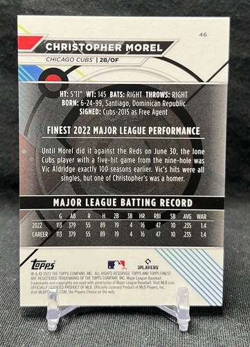 2023 Finest Aqua Refractors #46 Christopher Morel /199 - Picture 2 of 3