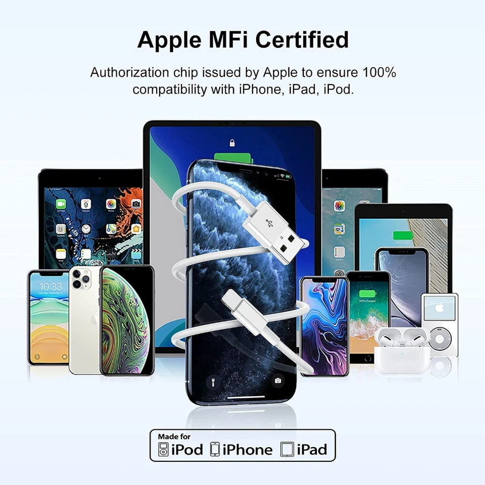 Super Fast USB Charger Cable Cord For iPhone 14 13 12 11 Pro Max XR XS 8 SE iPad - Image 2 of 4