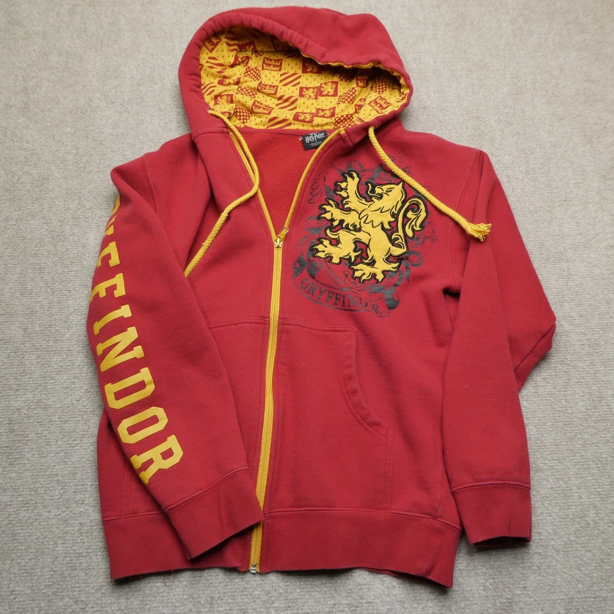 Harry Potter Sweater Adult XS Red Full Zip Hooded Sweatshirt