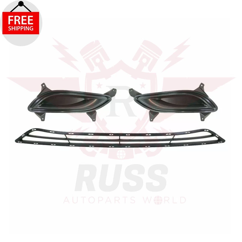 New Front Bumper Grille + Fog Light Cover Trims Fits 2011-2013 Hyundai Sonata Foto 2 de 4