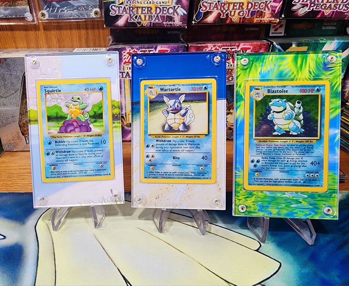x3 Pokemon Squirtle, Wartortle, Blastoise Base Set Extended