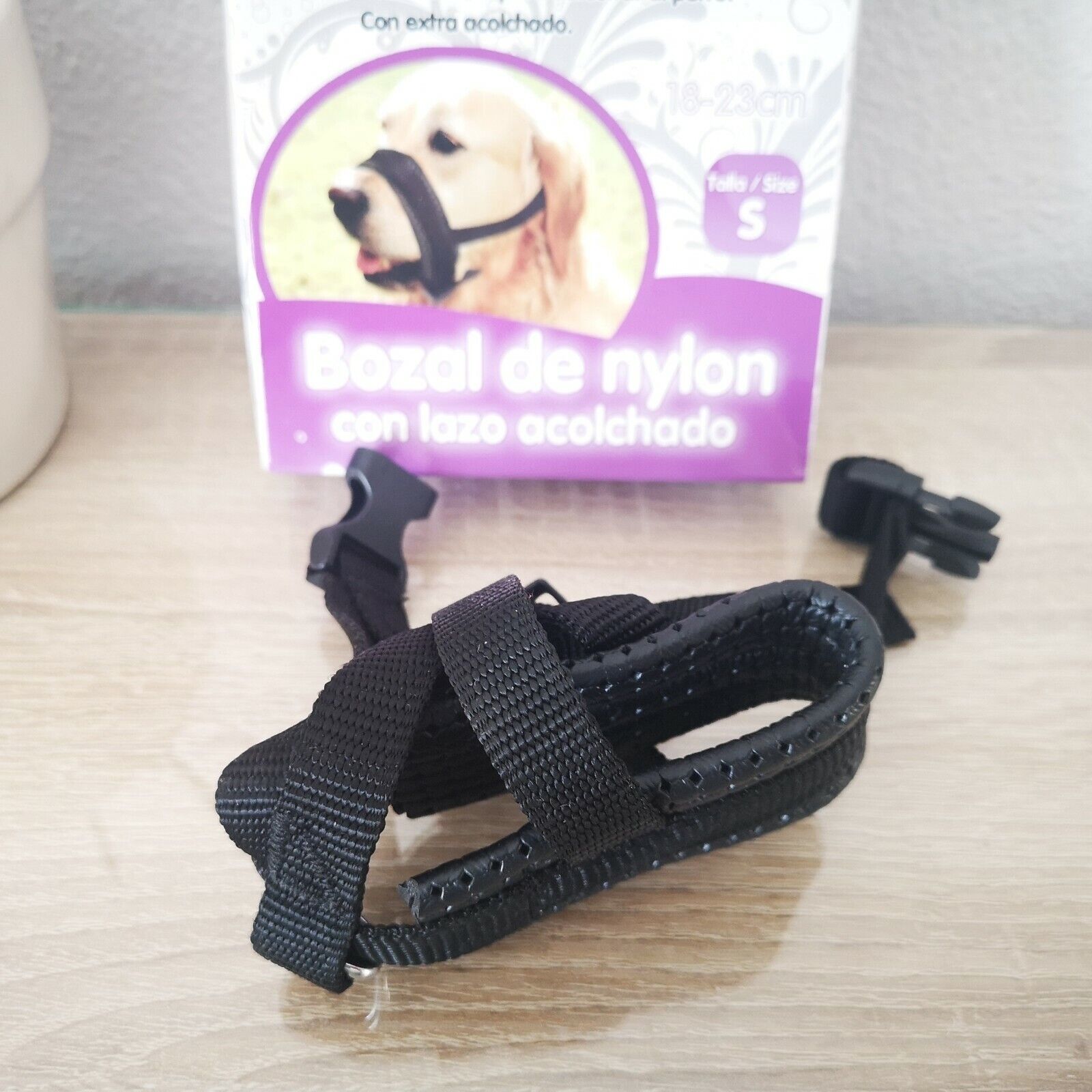 Bozal de nylon con lazo acolchado para perro regulable talla S extra...