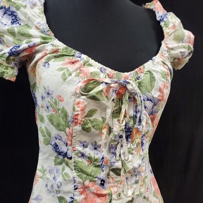 Rue 21 Womens Garden Floral Mini Coquette Dress Size M Ivory Y2K  Cottagecore | eBay