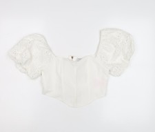 Womens UK Size M LOAVIES White Polyester Blouse