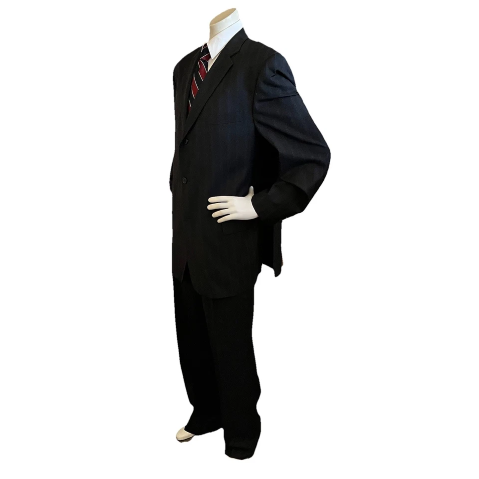 Traje Giorgio Cosani Para Hombres 2 piezas 46L 40x32 Super 140s Lana A Mano A Rayas Foto 3 de 4