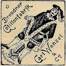 Publicidad/publicidad 1907: DRESDNER COTILLON-FABRIK WENCESLAO - DRESDE