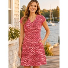 L.L. Bean Sporty A-Line Dress M Red Travel Active performance stretch packable