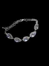 Bride Jewelry Bracelet Silver Crystal Wedding Bridal Rhinestone...