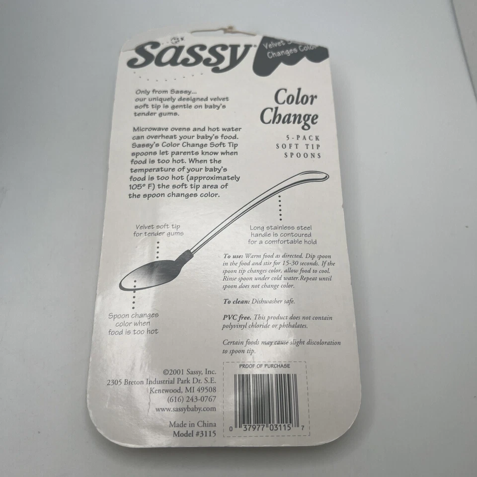 Juego de 5 cucharas para bebé Sassy punta suave que cambian de color Foto 2 de 2