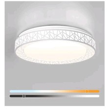 Modern 20" White LED Flush Mount Ceiling Light Fixture, Adjustable  Dimmable