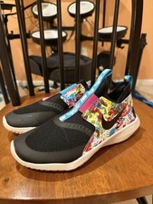 Nike Kids Girls Flex Runner Mid White Black Pink floral sneakers shoes Size 6 Y
