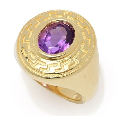 Toscana Italiana 18K vergoldet Auswahl Edelstein griechischer Schlüssel Heiligenschein Ring