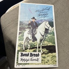 1950's HOPALONG CASSIDY Topper BOND BREAD Promo Card 3.25x5.5 Rare WNBW Stamp