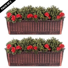 Plastic Floral Fluted Garden Trough Long Window Box Planter Herb Flower Box