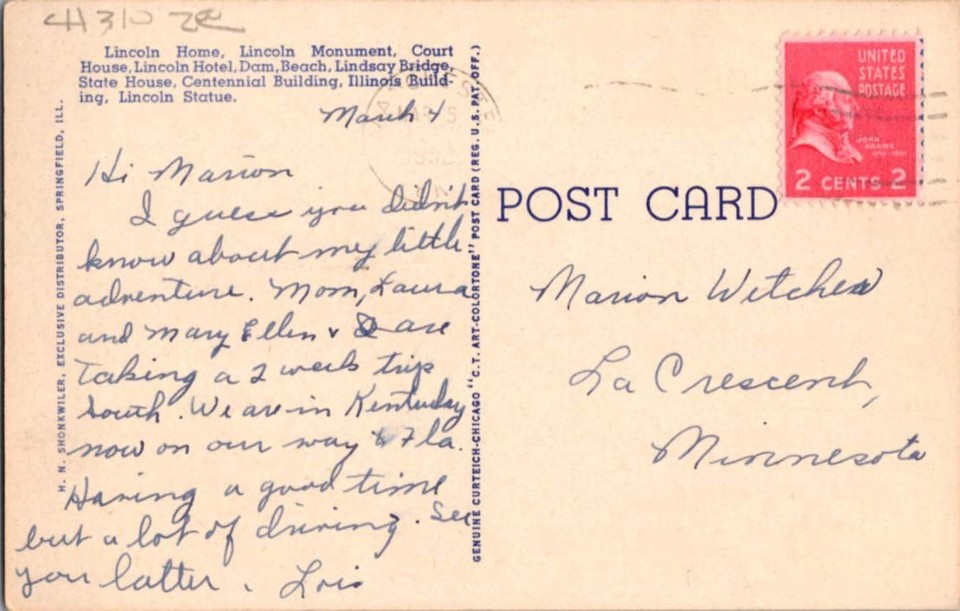 Springfield Illinois IL : BIG LETTERS n/08 BC3107 | eBay