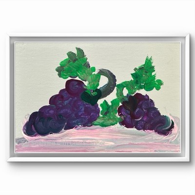 BLESSED#1342 Grape Heart 4x6 Original Canvas Board Art Modern Abstract