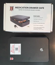 Medicine Safe Medication Drawer Safe MDS-2K Holds 6 Standard Bottles Black *Read